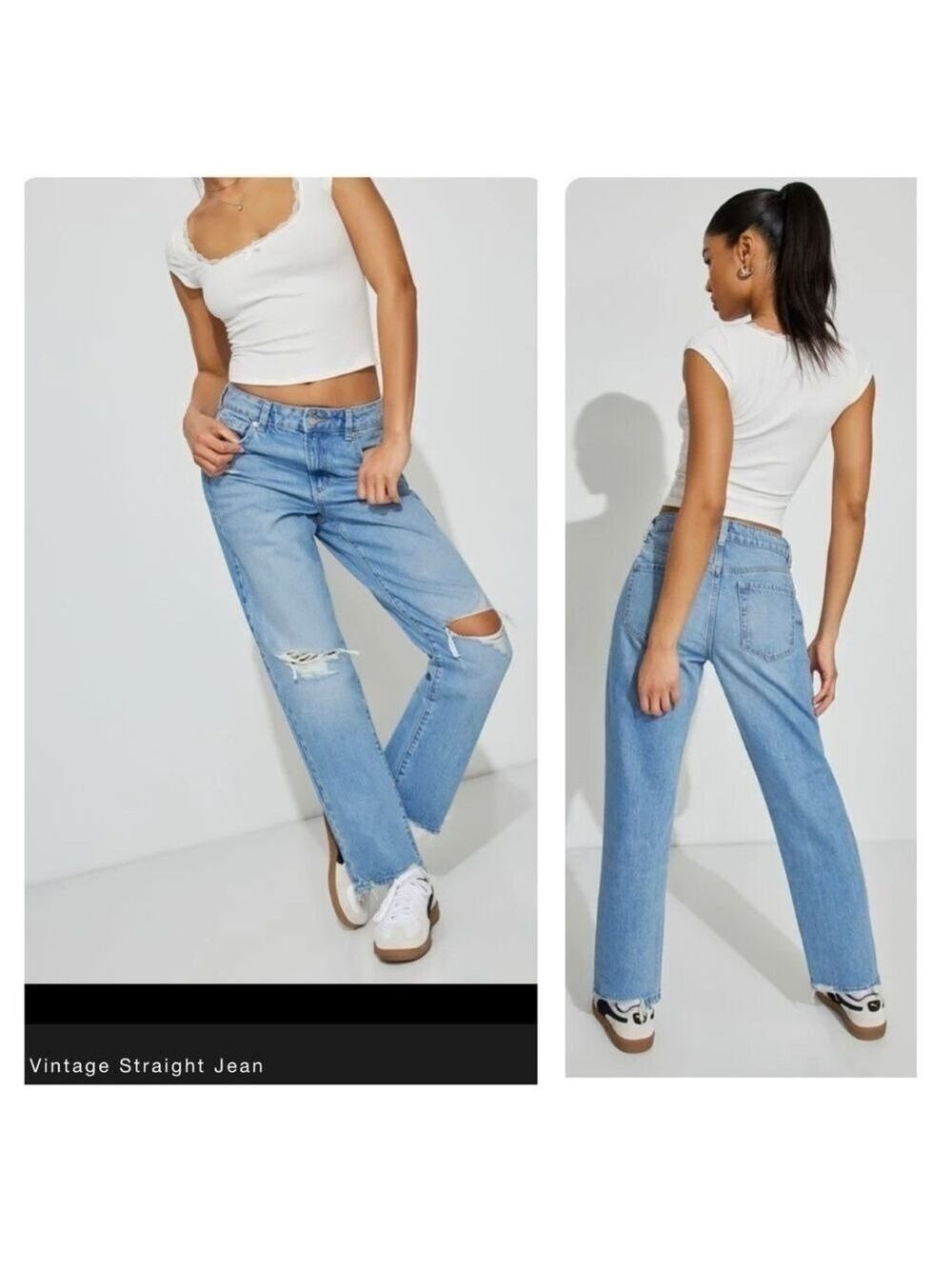 NWT Garage Women’s Vintage Straight Jeans distressed Ollie Blue Size 07 / 28 NEW